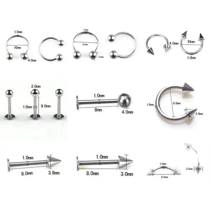 45/90-Piece Stainless Steel Body Piercing Jewellery Set