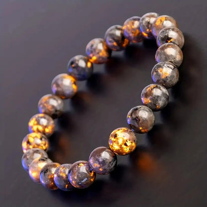 2/4pcs Natural Flame Stone Bracelet with Natural Raw Stone Accessories, UV Luminescent Rock, Handmade Elastic Bracelet
