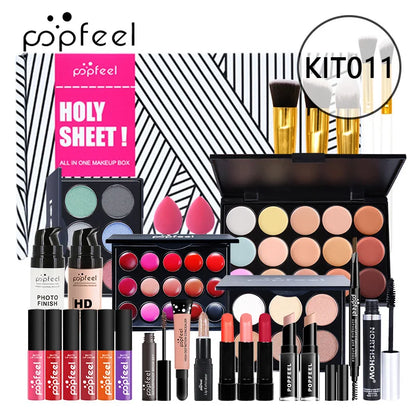 POPFEEL Makeup Full Kit Female Make Up Set Eye Shadow Eyeshadow Palette Lip Gloss Mascara Eyeliner Brushes Bag Make-up for Women - Shello's Creative Boutique