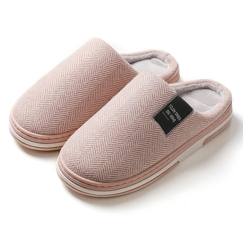 Men's Winter Warm Cotton Slippers - Couples Flats Non-Slip Indoor Slides (Large Size 40-51)