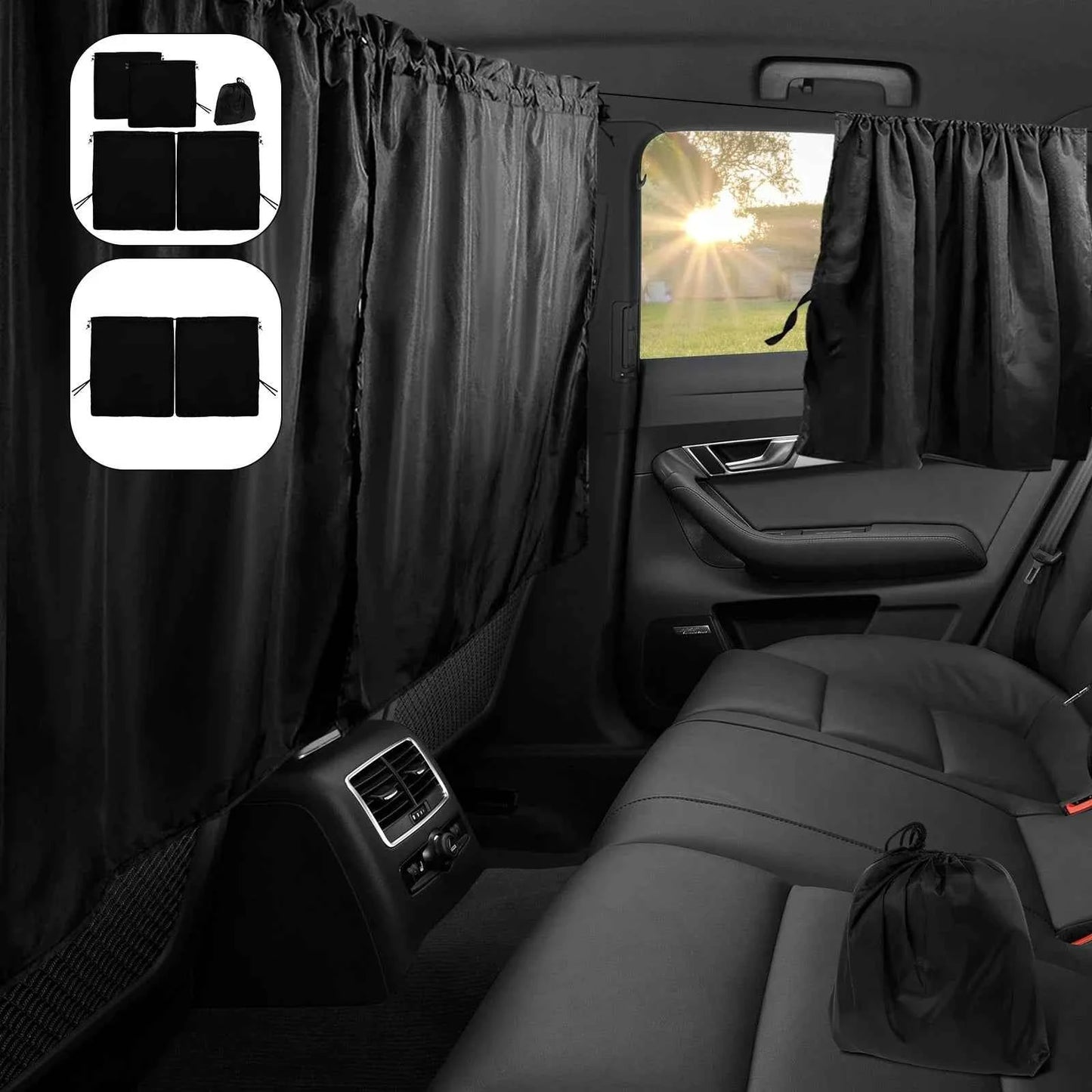 Car Privacy Curtains Universal Car Divider Curtain Between Rear Seat Auto Blackout Curtains Car Sun Shades Side Window Covers