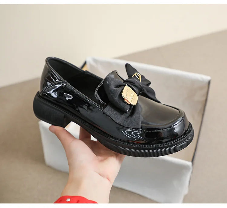 Women's British Style Leather Flats - Retro Bow Soft Sole Shoes - Shello's Creative Boutique