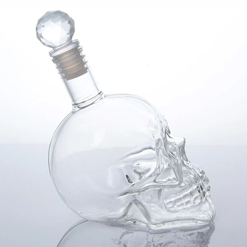 Skull Head Crystal Decanter & Glass Set – Gothic Bar Whisky Vodka Wine Spirits
