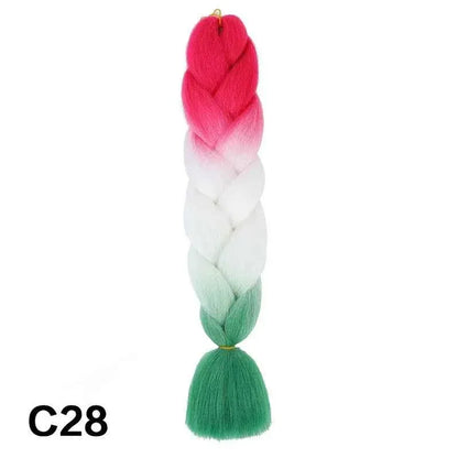 24 Inch Jumbo Braiding Hair - Rainbow Ombre Synthetic Extensions - Shello's Creative Boutique