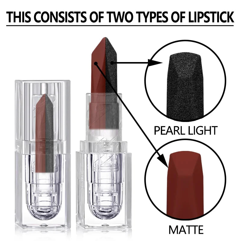 Lipstick Waterproof Long Lasting Moisturizing Matte Non-stick Cup Pearlescent Diamond Lip Tint Red Sexy Lips Makeup - Shello's Creative Boutique