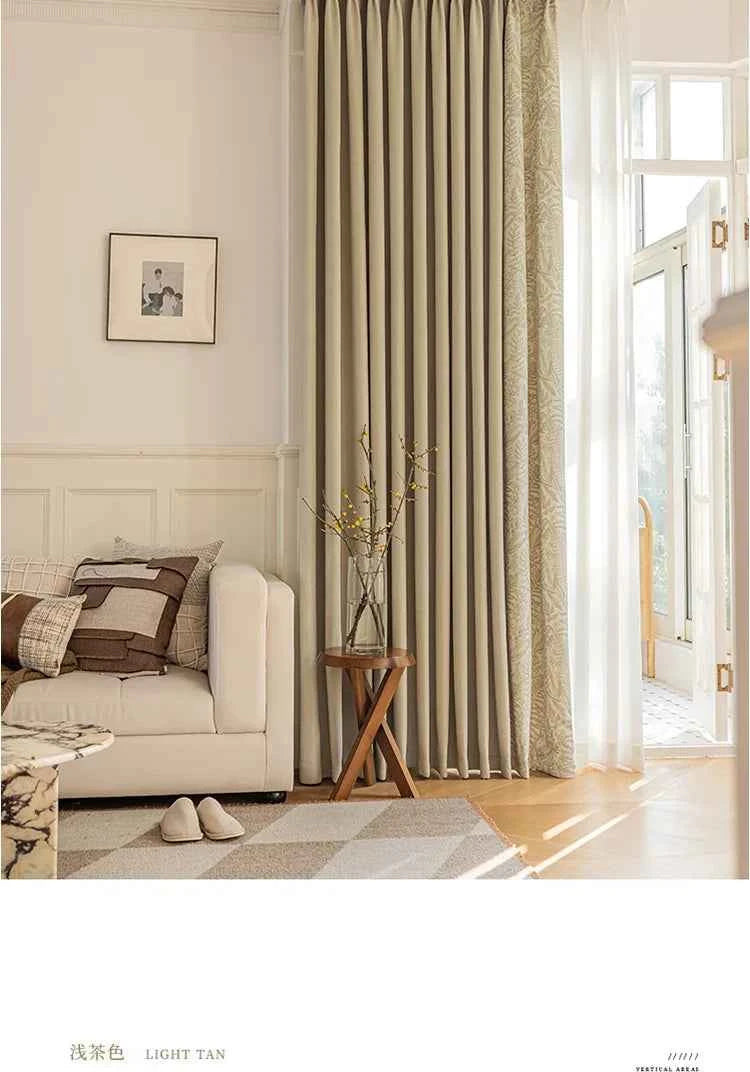 Custom Size French Spliced curtains for Living Room Bedroom Light Luxury Blackout Curtains Thickened Chenille White Tulle