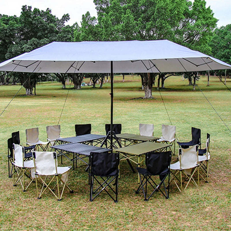 Foldable Metal Wagon Parasol — Outdoor Beach Pool Garden Shade Umbrella with Heat Insulation