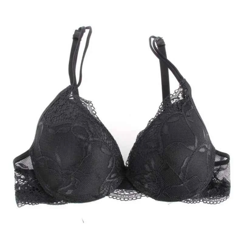Women Sexy Lace Bra 2Pcs/Sets Fashion Thin Breathable Bra Push-up Underwear Underpants Female Embroidered Hollowed Lace Bra Set