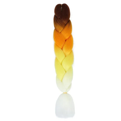 24 Inch Jumbo Braiding Hair - Rainbow Ombre Synthetic Extensions - Shello's Creative Boutique