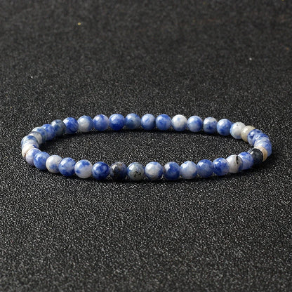 4mm Natural Stone Agate & Lava Stretch Bracelet – Handmade Tiny Bead Bangle for Men & Women