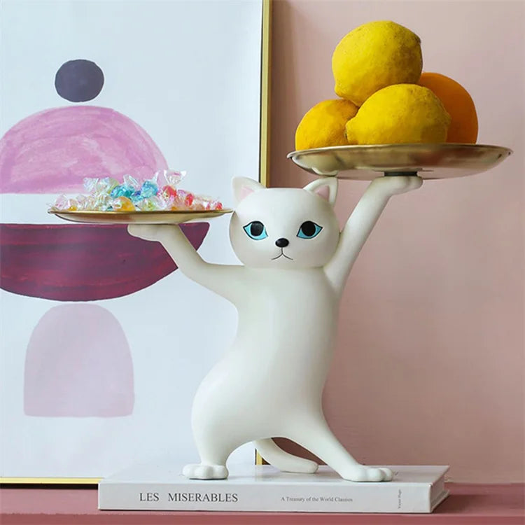 Cat Resin Sculpture Tray – Decorative Desktop Storage for Keys, Candy & Home Décor