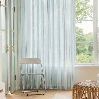 Nordic Minimalist Curtains - Blue & White Cotton Linen Window Screens - Shello's Creative Boutique