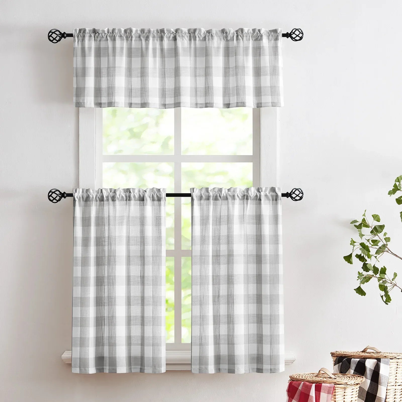 Checkered Kitchen Curtains - Gingham Café Curtains Multiple Sizes Available - Shello's Creative Boutique