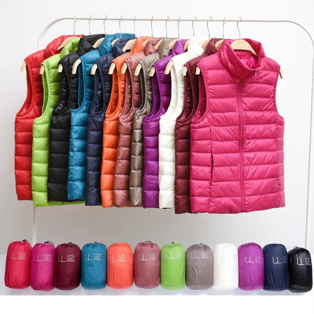Women's Ultra Light Down Vest – Slim Sleeveless Windproof Gilet Jacket