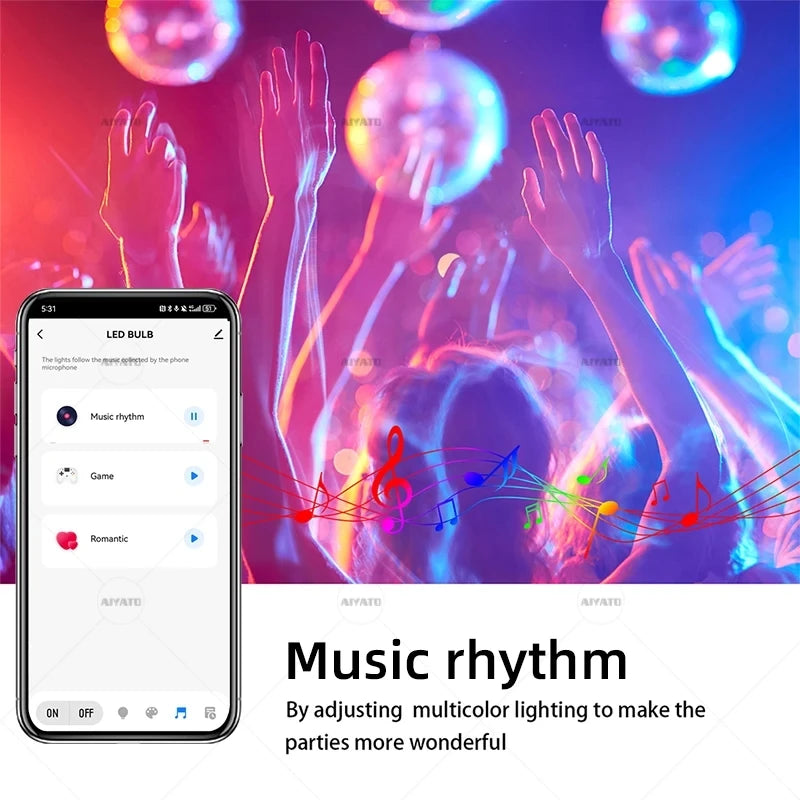 Smart LED Bulb - Tuya Bluetooth Dimmable 15W/18W RGBCW Colour Changing (E27/B22) - Shello's Creative Boutique