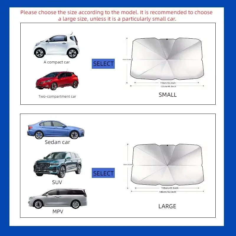 Foldable Car Windshield Sun Shade — Portable Sunscreen Parasol for Front Window