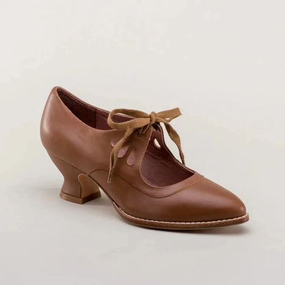 Retro Mary Jane Pumps - Vintage Lace-Up Low Heels - Shello's Creative Boutique