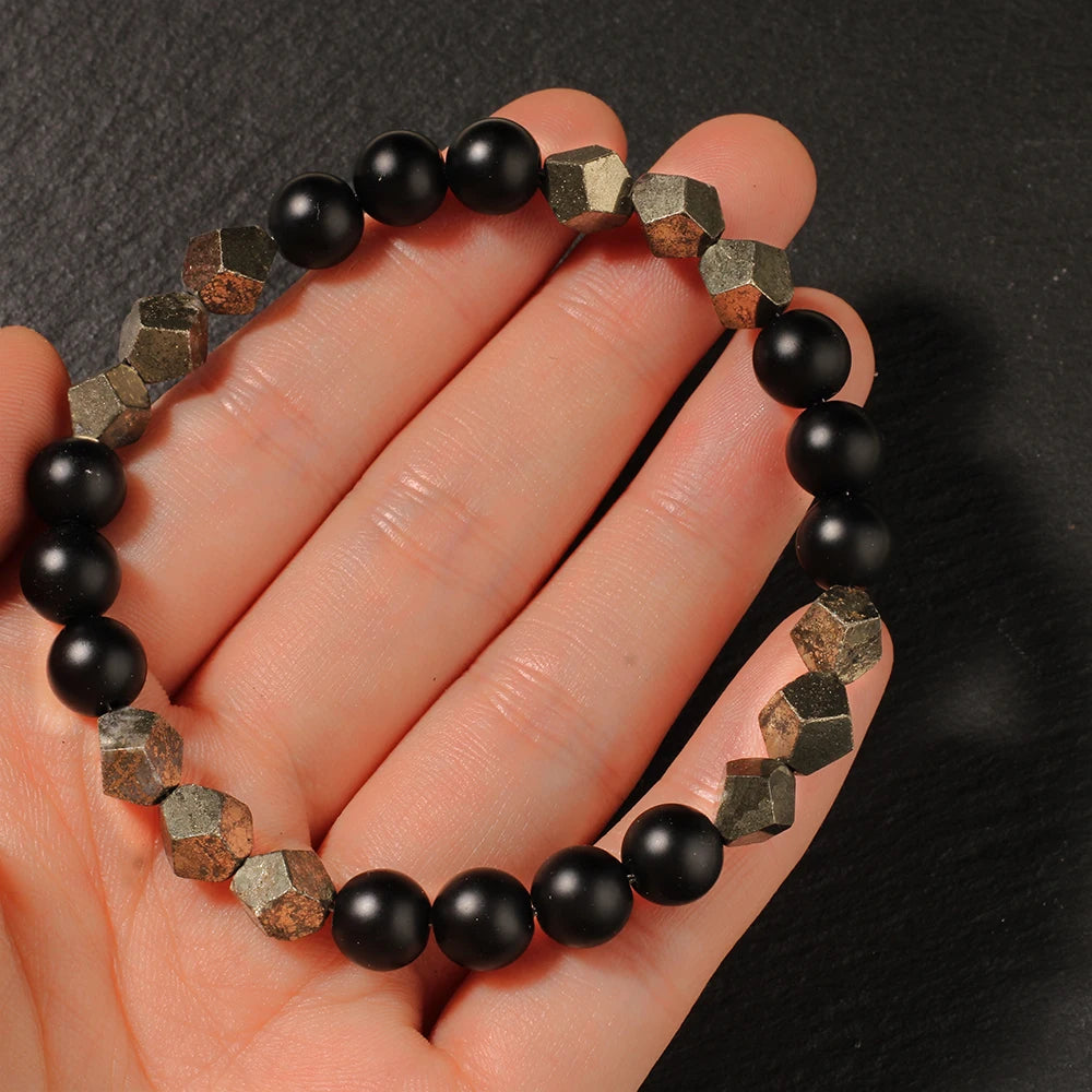 Natural Blue Tiger Eye Stone Bracelet – Unisex Handmade Stretch Beaded Bangle
