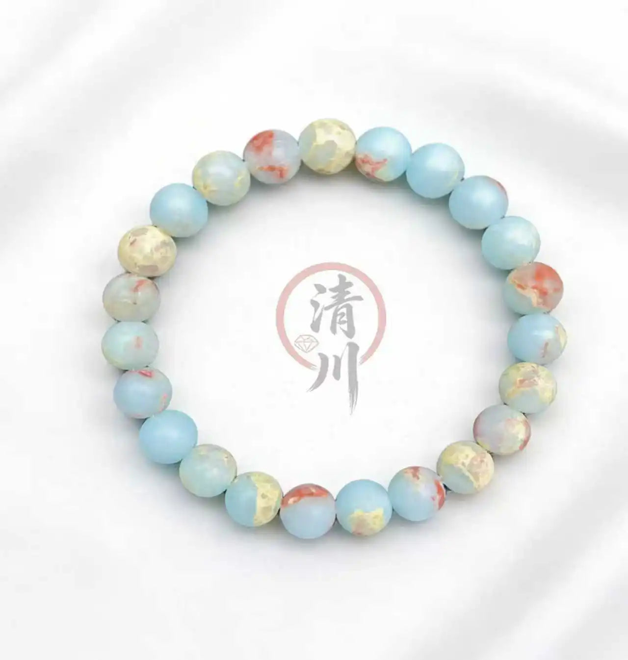 Halo Quartz & Ocean Sediment Beaded Bracelet – Unisex Natural Stone Stretch Bangle