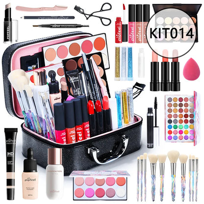 POPFEEL Makeup Full Kit Female Make Up Set Eye Shadow Eyeshadow Palette Lip Gloss Mascara Eyeliner Brushes Bag Make-up for Women - Shello's Creative Boutique
