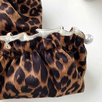 Large Capacity Cosmetic Bag Stylish Multifunctional Portable Cosmetic Bag Storage Bag Leopard Print Storage Make Up Organizer