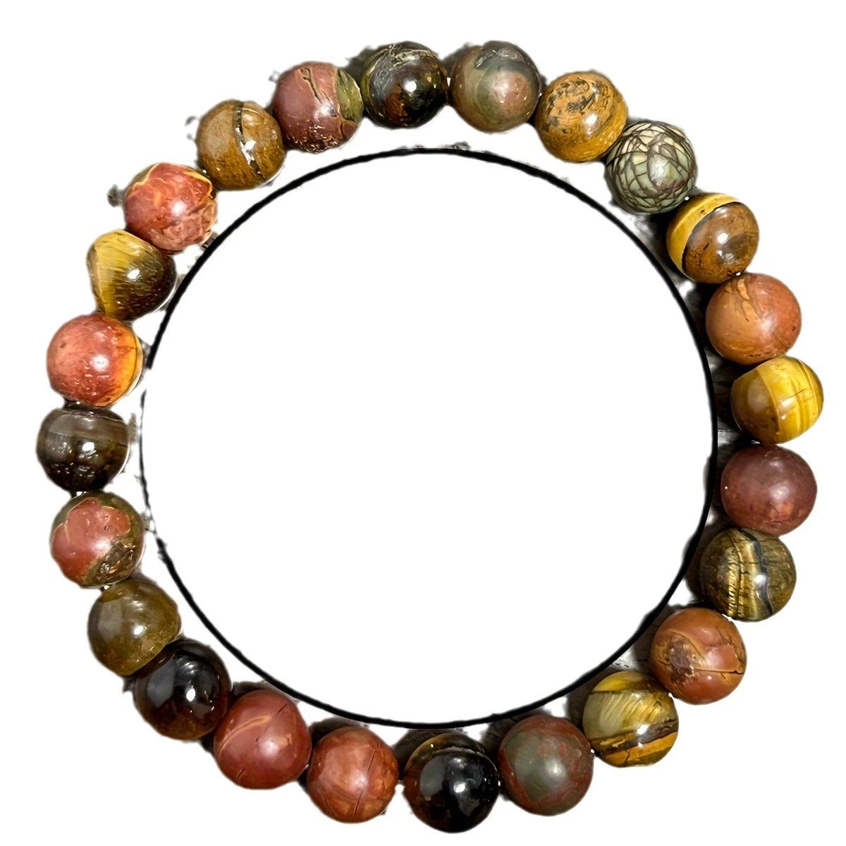 8mm Multicolour Tiger Eye Natural Stone Beaded Bracelet – Unisex
