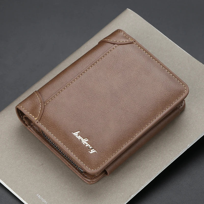 Men's PU Leather Zipper Wallet with Card Holder & Coin Pocket - Shello's Creative Boutique