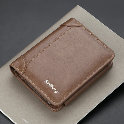 Men's PU Leather Zipper Wallet with Card Holder & Coin Pocket - Shello's Creative Boutique