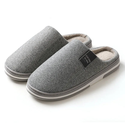 Men's Winter Warm Cotton Slippers - Couples Flats Non-Slip Indoor Slides (Large Size 40-51)