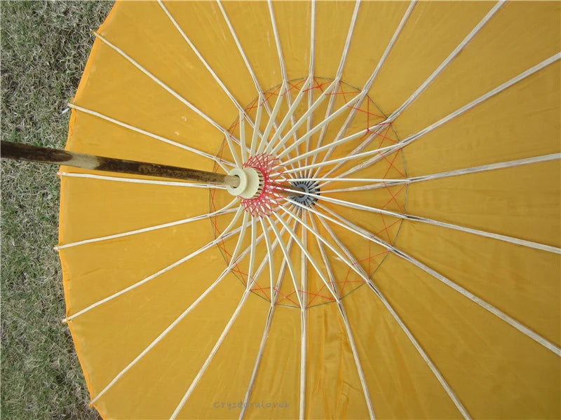 70cm Chinese Fabric Parasol — Traditional Bamboo Dance Umbrella for Weddings & Props