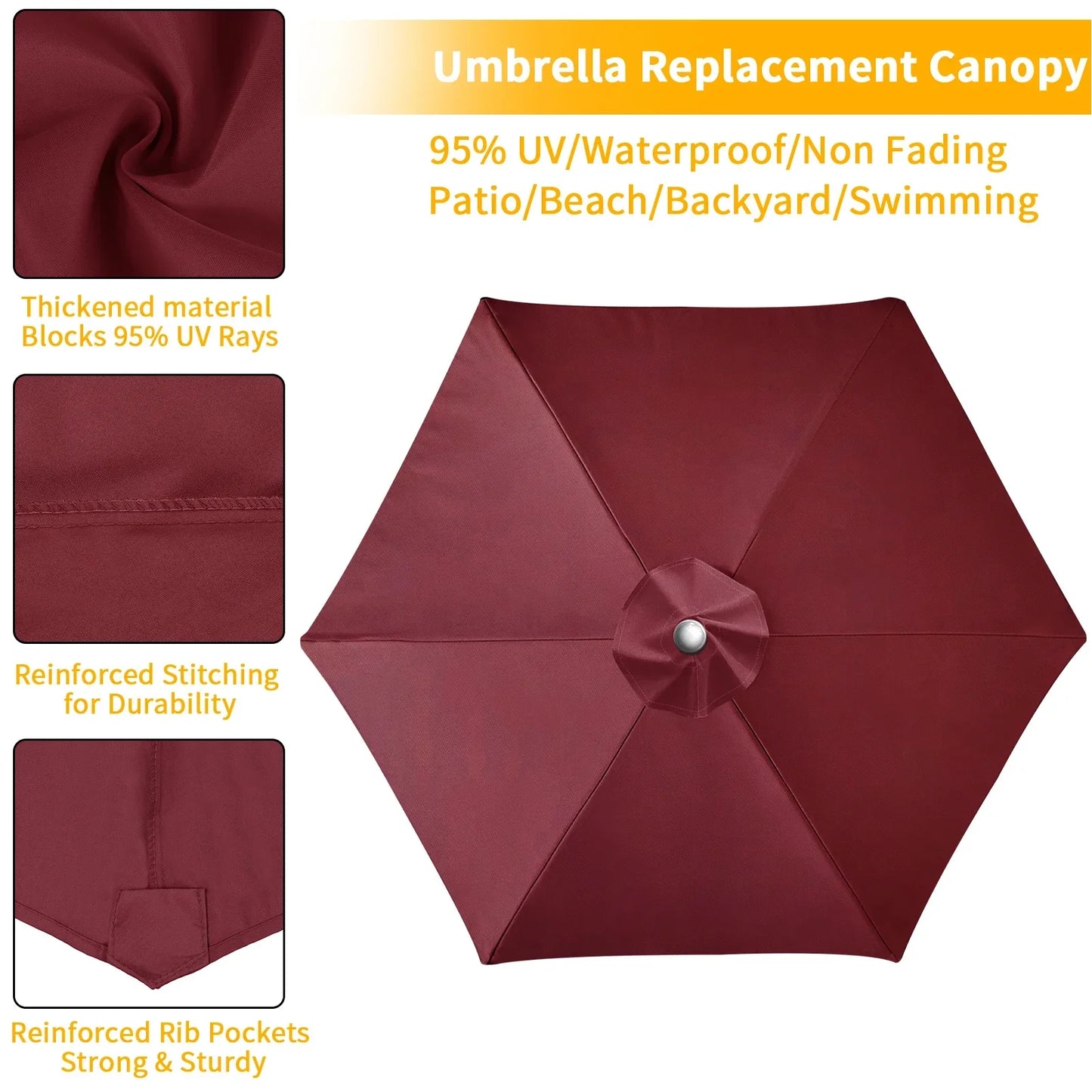 Replaceable Parasol Top Cloth – UV Protection Garden Patio Canopy Cover 2m to 3m
