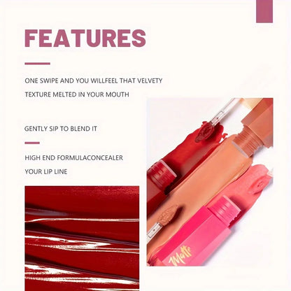 Luxury Long-lasting Waterproof Velvet Matte Liquid Lipstick - Hydrating, High Pigment, Smudge-proof, Lightweight - Shello's Creative Boutique