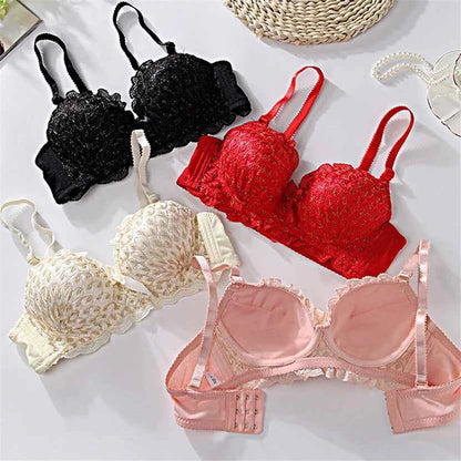Fashionable and sparkling girl sexy women's bra set wholesale bow tie women's underwear without steel ring bra set