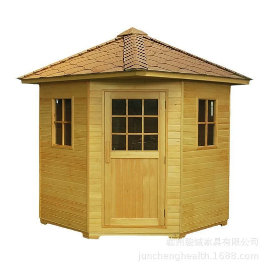 4-Person Canadian Hemlock Outdoor Infrared Sauna Cabin – Far Infrared with Computer Control Panel