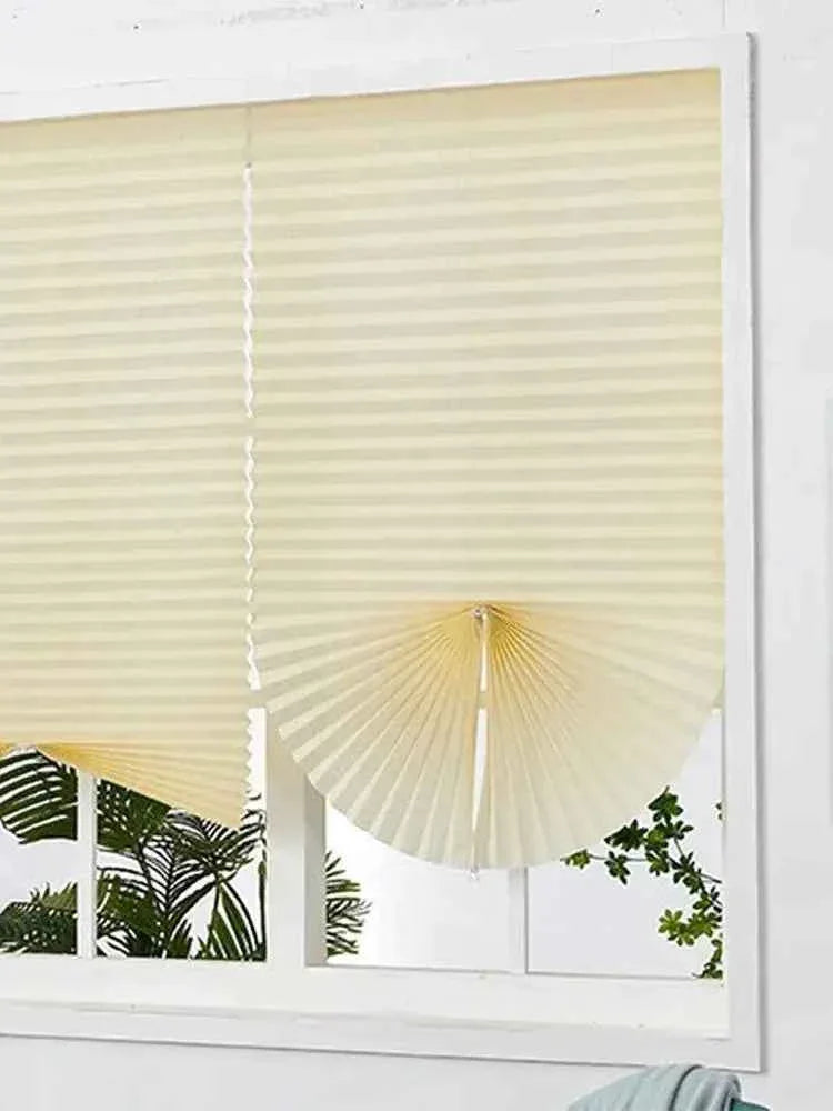 Cordless Pleated Curtains - Self-Adhesive Non-Woven Folding Curtains - Home Shading for Bedroom & Living Room - Shello's Creative Boutique