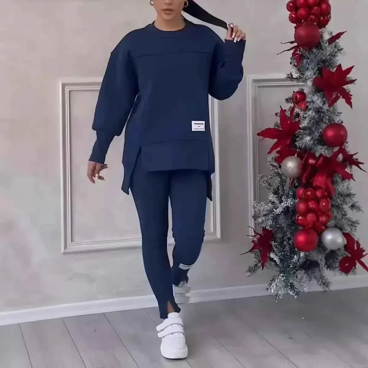 Women's Hooded Two Piece Activewear Set - Sweatshirt & Pencil Pants Outfit - Shello's Creative Boutique