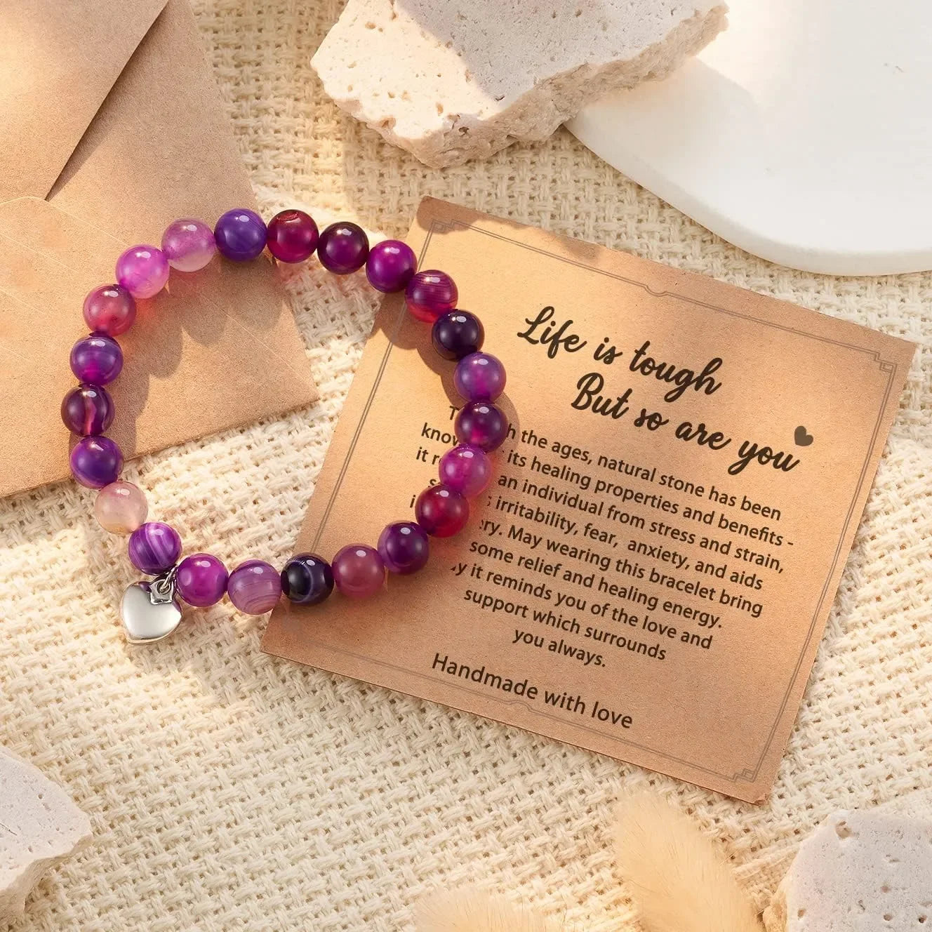 Amethyst & Purple Agate Bracelet and Necklace Gift Set – Stress Relief Jewellery