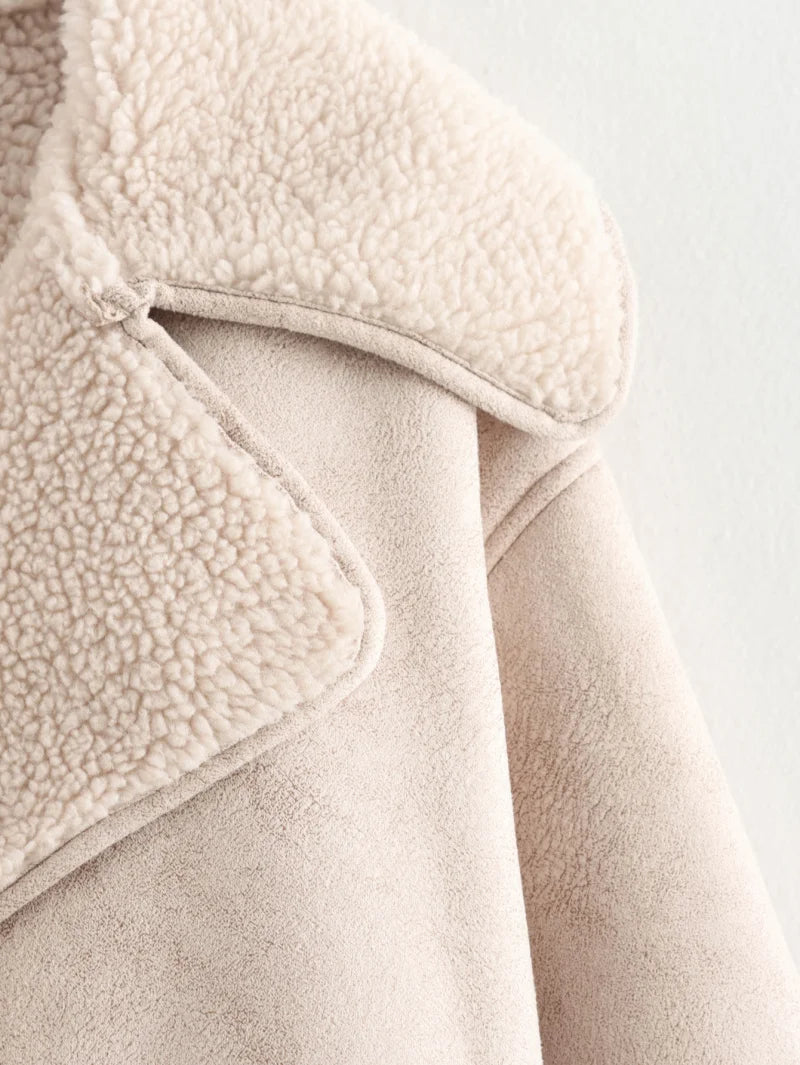 Women's Oversized Winter Jacket - Double-Sided Collar Warm Long Sleeve Coat