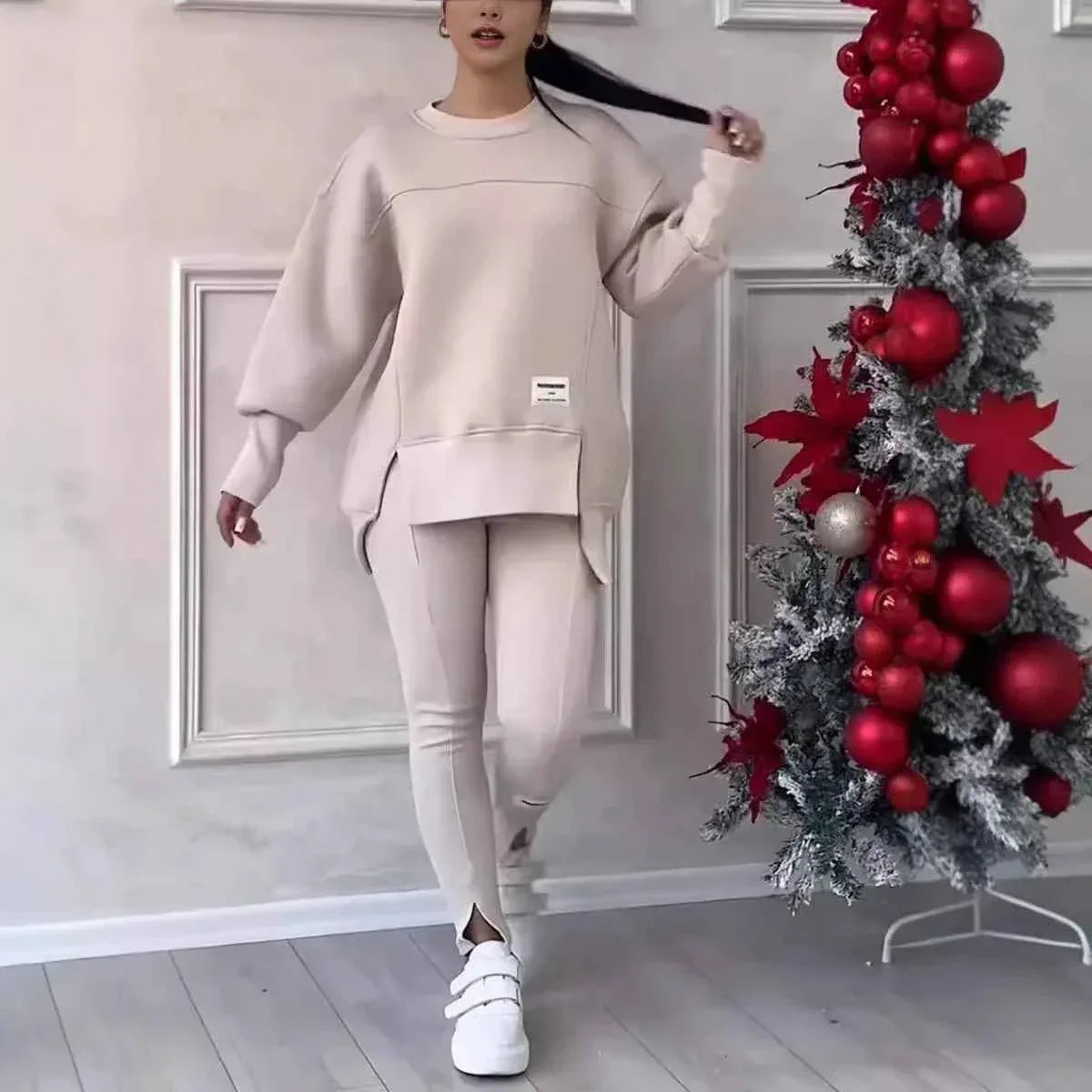 Women's Hooded Two Piece Activewear Set - Sweatshirt & Pencil Pants Outfit - Shello's Creative Boutique