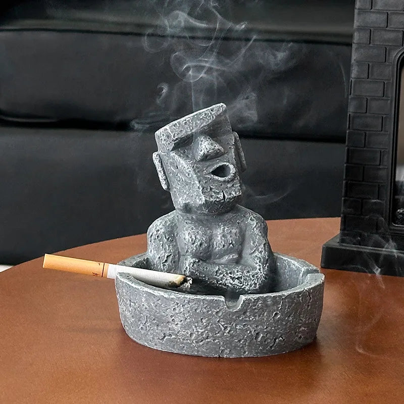 Moai Stone Resin Ashtray – Funny Decorative Desktop Cigarette Tray