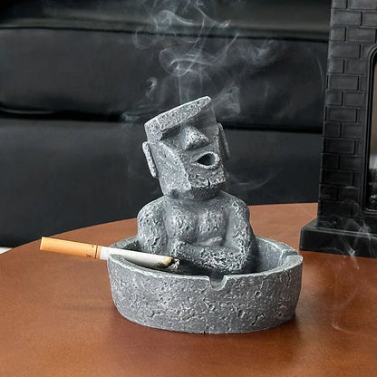Moai Stone Resin Ashtray – Funny Decorative Desktop Cigarette Tray