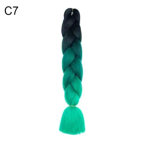 24 Inch Jumbo Braiding Hair - Rainbow Ombre Synthetic Extensions - Shello's Creative Boutique
