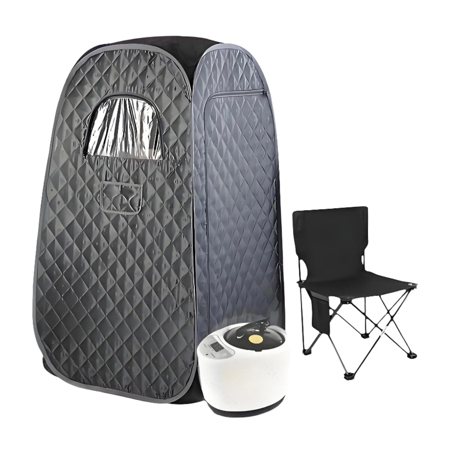 Personal Steam Sauna Tent – Black Oxford Cloth Home Spa, 3L Steamer & Folding Chair