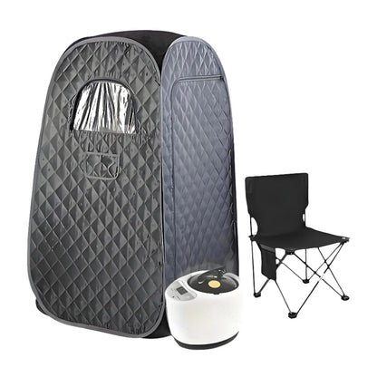 Personal Steam Sauna Tent – Black Oxford Cloth Home Spa, 3L Steamer & Folding Chair