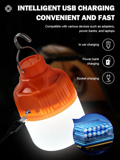Outdoor USB Rechargeable LED Camping Lantern - Portable Emergency Light with Hook - Shello's Creative Boutique