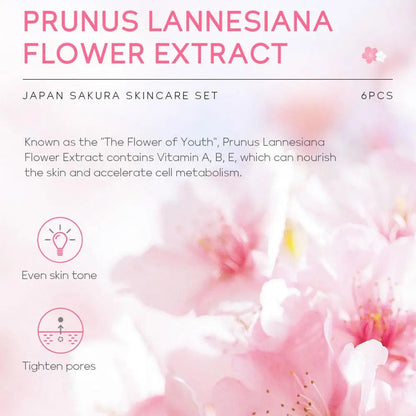 6pcs/Set Sakura Skin Care Sets Face Cream Serum Toner Facial Cleanser Sunscreen Eye Cream Face Skin Care Set Product Gift box Shello's Creative Boutique