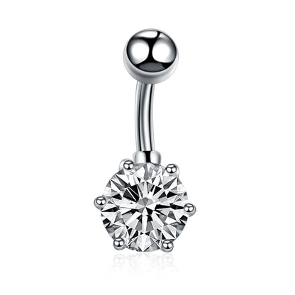 Stainless Steel Cubic Zirconia Drop Navel Ring