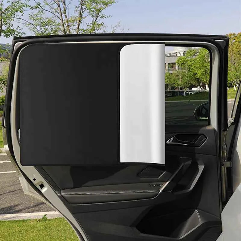 SEAMETAL 2Pcs Car Side Window Sun Shade Curtain Summer Sun Protection Sunshade Cover UV Reflective Magnetic Car Privacy Curtains
