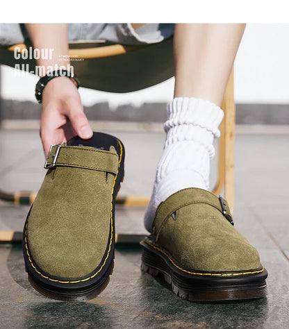 Men's Summer Half Slippers - Non-Slip Beach Clogs Casual Leather Sandals