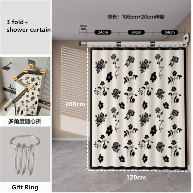 Foldable Waterproof Shower Curtain - No-Drill Bathroom Water Barrier - Shello's Creative Boutique